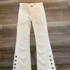 Pilcro and the Letterpress White Flare Jeans with Button Accents